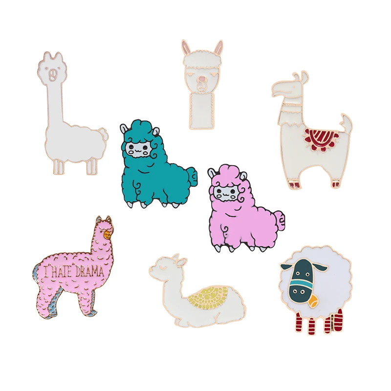 

Alpaca Enamel Pins Sheep Brooches Cartoon Metal Button Badges Fashion Jackets Animals Lapel Pin Cute Kids Jewelry for Women Gift