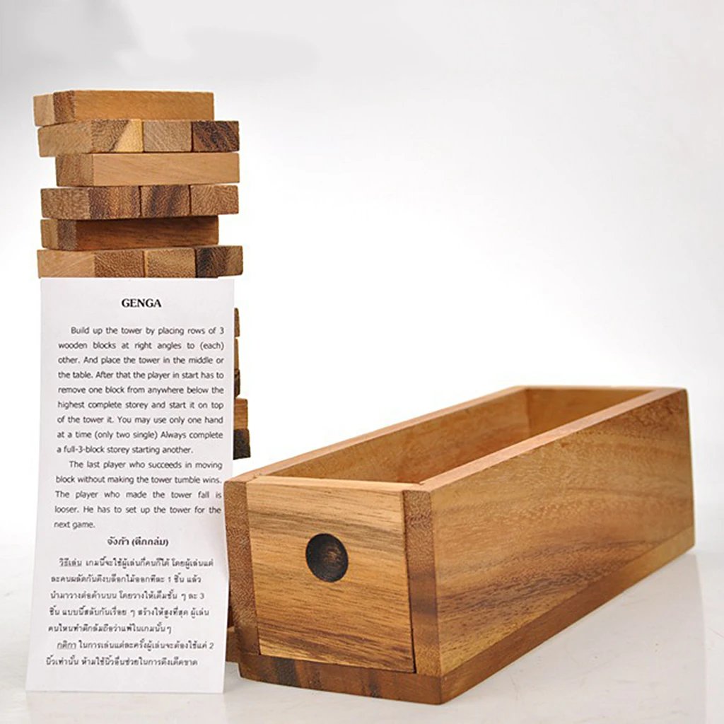 Wooden Stacking Tumbling Tower Block Board Game for Kids Family Traditional Game