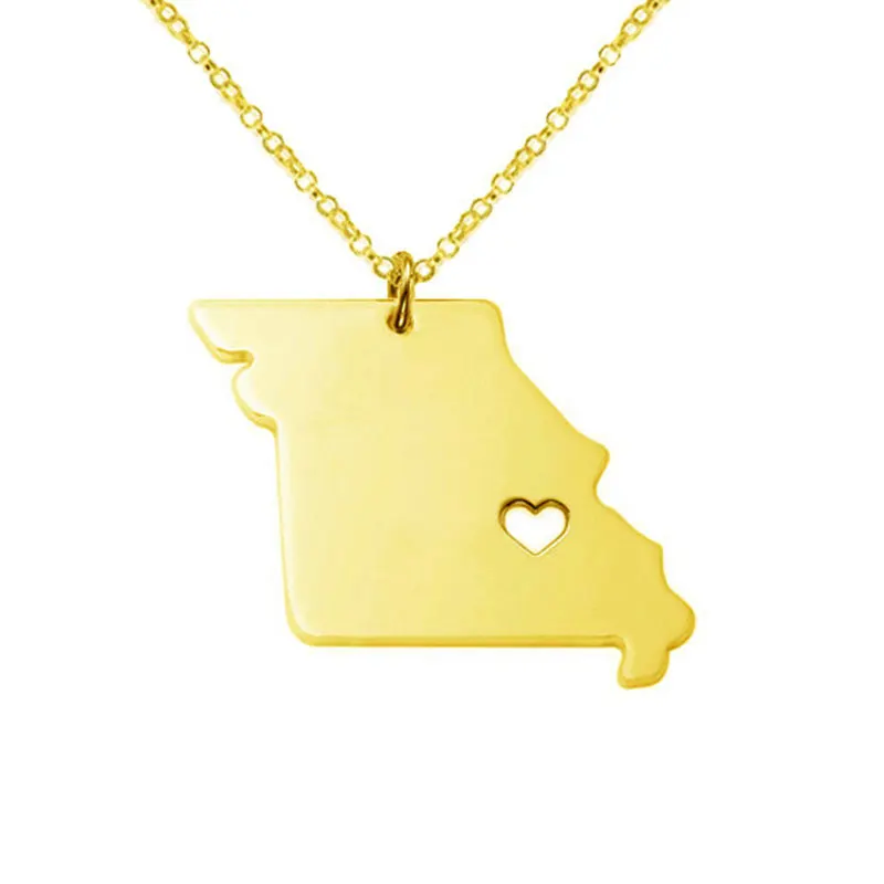 Фото Новое ожерелье с картой Миссури подвеска из нержавеющей стали золотого и