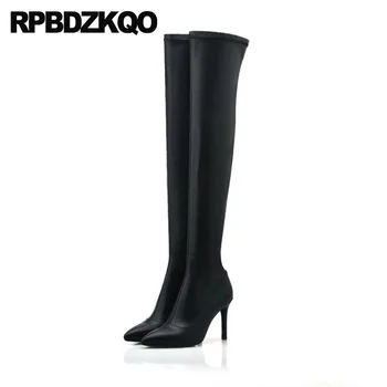 Long Thigh High Stiletto Fall 10 Black Fur Shoes Over The Knee Heel Pointed Toe Winter Big Size Quality Boots For Plus Women 
Long Thigh High Stiletto Fall 10 Black Fur Shoes Over The Knee Heel Pointed Toe Winter Big Size Quality Boots For Plus Women