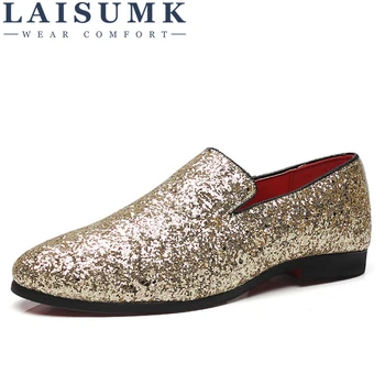 LAISUMK Luxury Brand Bling Paillette Men Loafers Charming Elegant Party Dress Shoes Gold Silver Black Big Size 38-48 Men Shoes
LAISUMK Luxury Brand Bling Paillette Men Loafers Charming Elegant Party Dress Shoes Gold Silver Black Big Size 38-48 Men Shoes