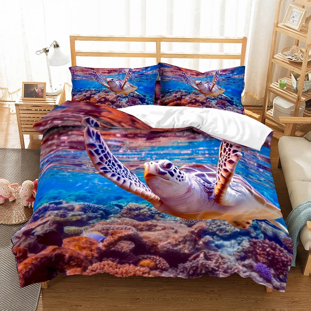 3D Digital Print Big Sea Turtle Swimming in The Ocean Coral Blue Bedding Set 3 Piece(1 Duvet Cover 2 Pillow Sham) Boys Bed Set
3D Digital Print Big Sea Turtle Swimming in The Ocean Coral Blue Bedding Set 3 Piece(1 Duvet Cover 2 Pillow Sham) Boys Bed Set