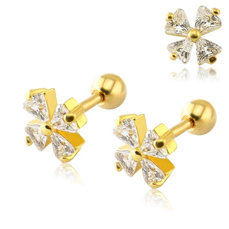 Four Leaf Clover Earring Crystal Stud Earrings For Women Boucles D'Oreille Fashion Brand Jewelry Gold Brincos
Four Leaf Clover Earring Crystal Stud Earrings For Women Boucles D'Oreille Fashion Brand Jewelry Gold Brincos