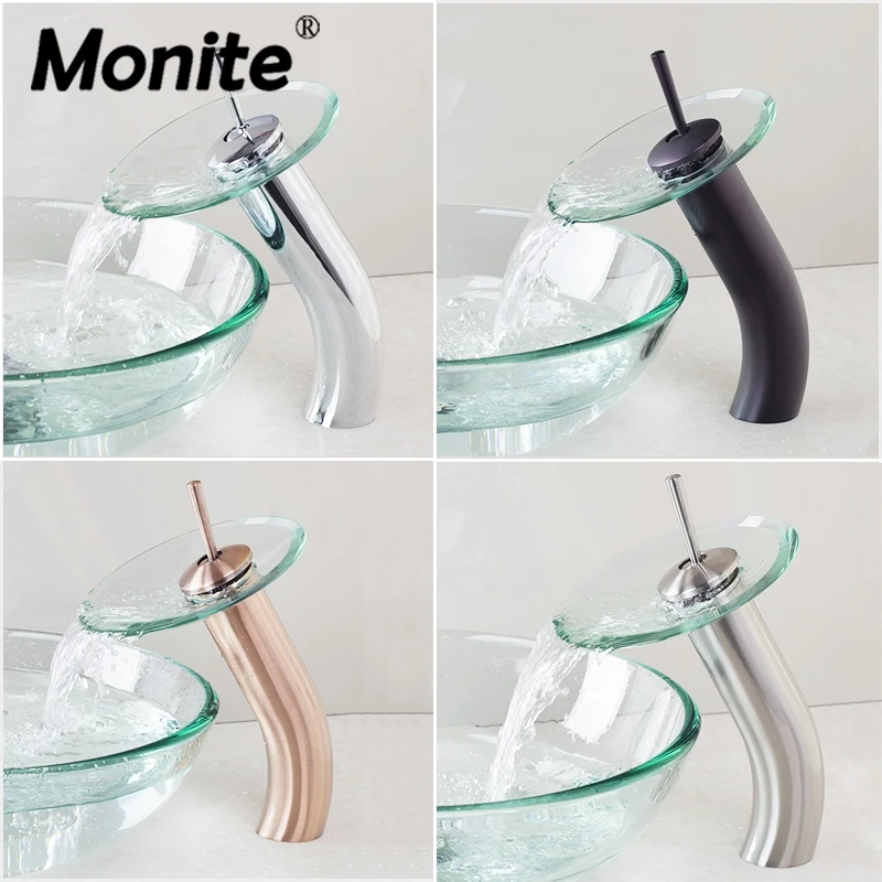 Хромированный кран для раковины Monite Смеситель Из Закаленного никеля с черной