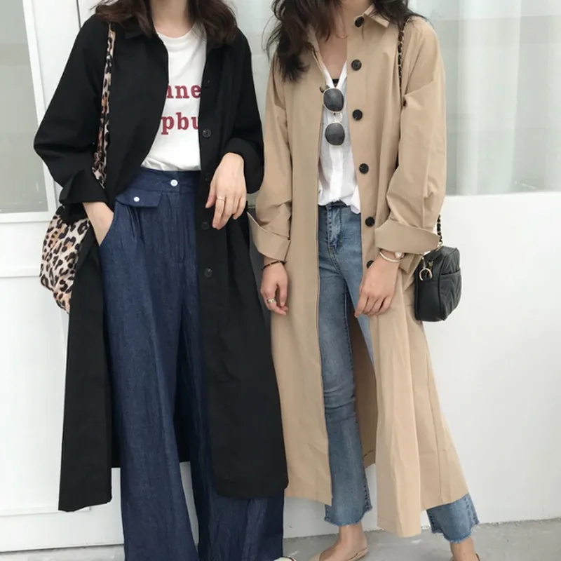 New Fashion Korean Long Trench Coat for Women Casual Single-breasted Female Windbreaker Black Khaki Loose Women's Windbreaker
New Fashion Korean Long Trench Coat for Women Casual Single-breasted Female Windbreaker Black Khaki Loose Women's Windbreaker