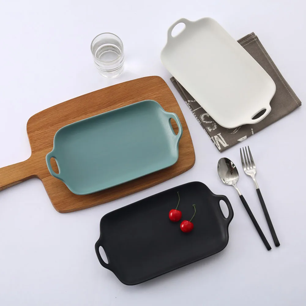 Japanese Style Simple Double Ear Storage Tray Household Pottery Porcelain Tableware Rectangular Plate Point Heart Storage Tray
Japanese Style Simple Double Ear Storage Tray Household Pottery Porcelain Tableware Rectangular Plate Point Heart Storage Tray
