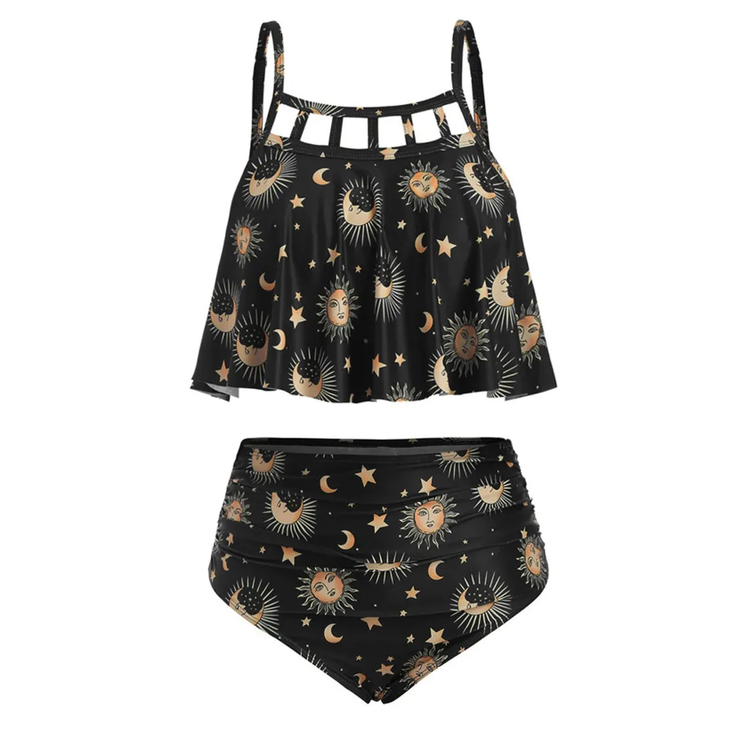 High Waist Swimsuit Women Sun Stars Moon Flounce Runched Tankini Swimsuit High Waisted Bikini Set Swimwear #B
High Waist Swimsuit Women Sun Stars Moon Flounce Runched Tankini Swimsuit High Waisted Bikini Set Swimwear #B