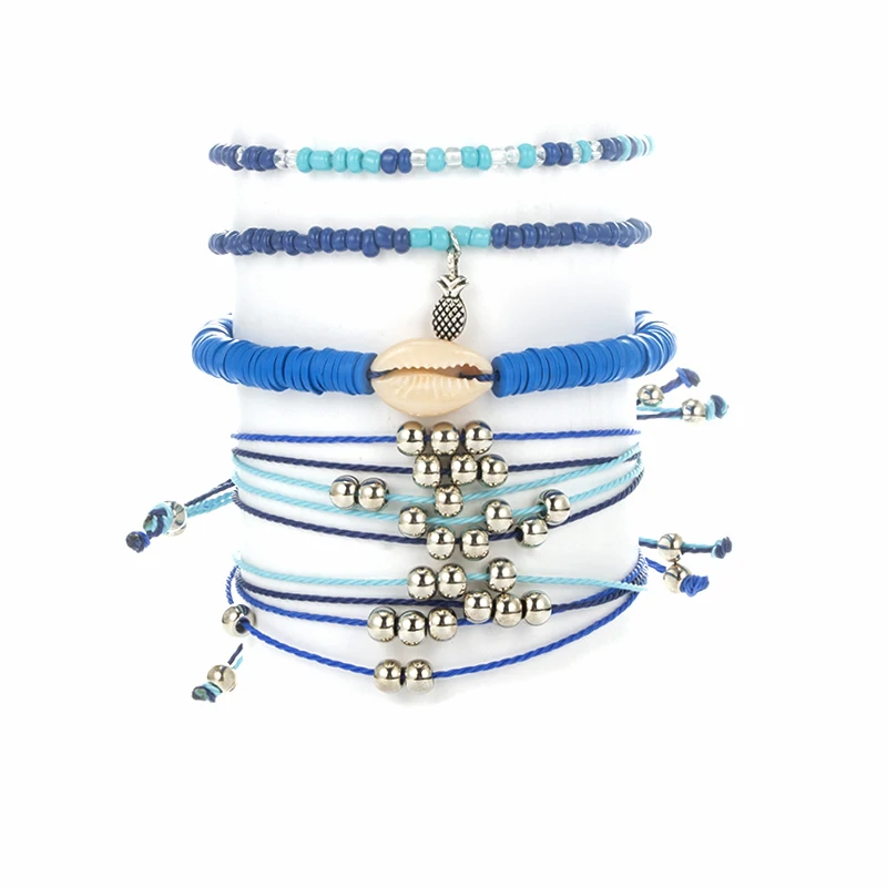 Docona в богемном стиле подвеска виде ракушки для женщин регулируемая синяя веревка