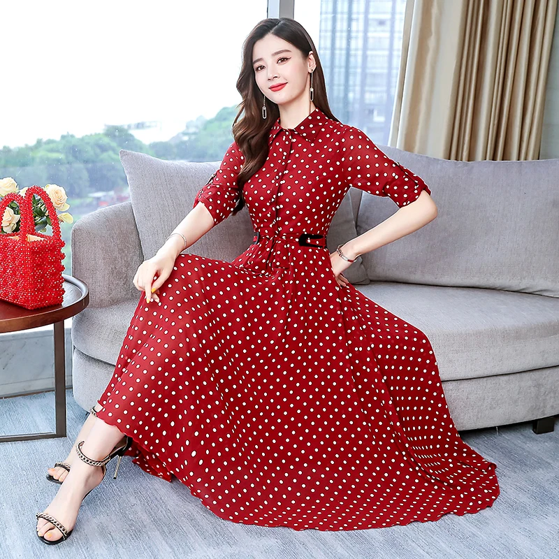 2019 AutumnNew Arrival High Quality Elegant Dots Printed Turn-down Collar Woman Chiffon Long Dress
2019 AutumnNew Arrival High Quality Elegant Dots Printed Turn-down Collar Woman Chiffon Long Dress