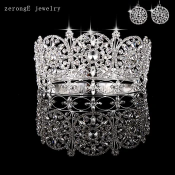 Large noble full circle crown pageant miss world rhinestone round full tiara crown with earring matching in various color
Large noble full circle crown pageant miss world rhinestone round full tiara crown with earring matching in various color