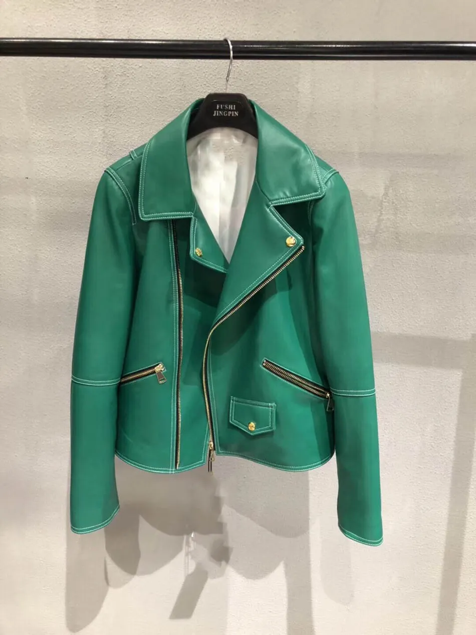 women fashion sheep leather genuine leather jacket (5)