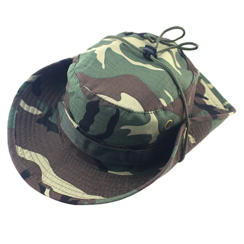 Adjustable Camouflage Outdoor Camping Climbing Cap 2018 Men Women Fishing Bucket Hat Boonie Hunting Cap Brim Military Army #FM28 (7)