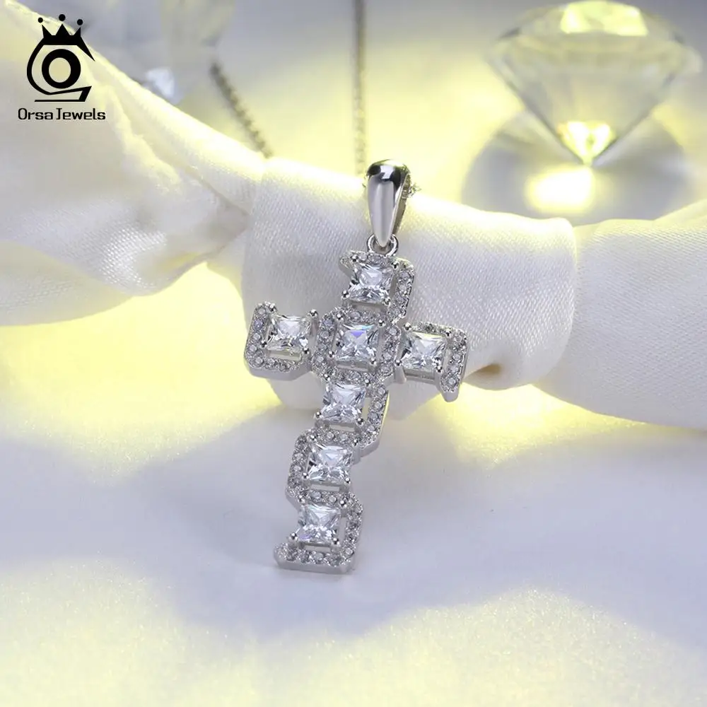 ORSA JEWELS 925 100% Real Cross Pendants Sterling Silver Necklaces For Women Fine Jewelry Top Grade Cubic Zircon Necklace ASN64
ORSA JEWELS 925 100% Real Cross Pendants Sterling Silver Necklaces For Women Fine Jewelry Top Grade Cubic Zircon Necklace ASN64