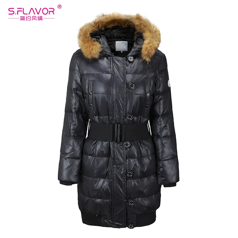 S.FLAVOR Fashion Winter Warm Down Jackets Fur Collar Hooded Outerwear Slim Coat medium-long Women Winter Parka No Belt
S.FLAVOR Fashion Winter Warm Down Jackets Fur Collar Hooded Outerwear Slim Coat medium-long Women Winter Parka No Belt