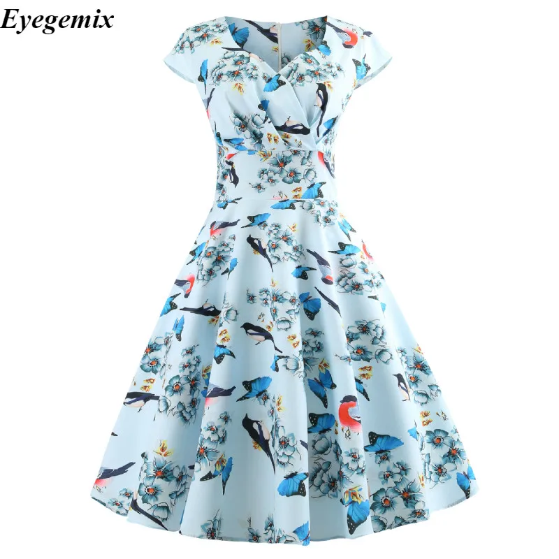 Office Vintage Birds Floral Print Midi Dress Women 2018 New Fashion V-Neck Short Sleeve Summer Dresses Casual Vestidos Mujer
Office Vintage Birds Floral Print Midi Dress Women 2018 New Fashion V-Neck Short Sleeve Summer Dresses Casual Vestidos Mujer