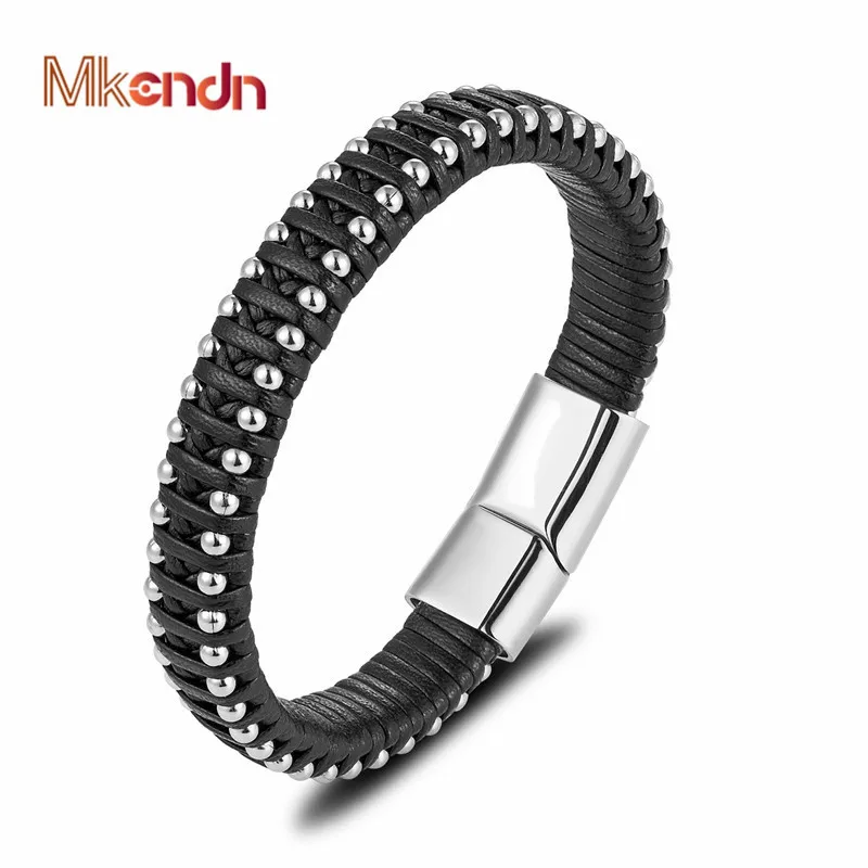 MKENDN New Arrival Punk Men Jewelry Black Braided Leather Bracelet Stainless Steel Magnetic Clasp Fashion Bangles Gifts
MKENDN New Arrival Punk Men Jewelry Black Braided Leather Bracelet Stainless Steel Magnetic Clasp Fashion Bangles Gifts