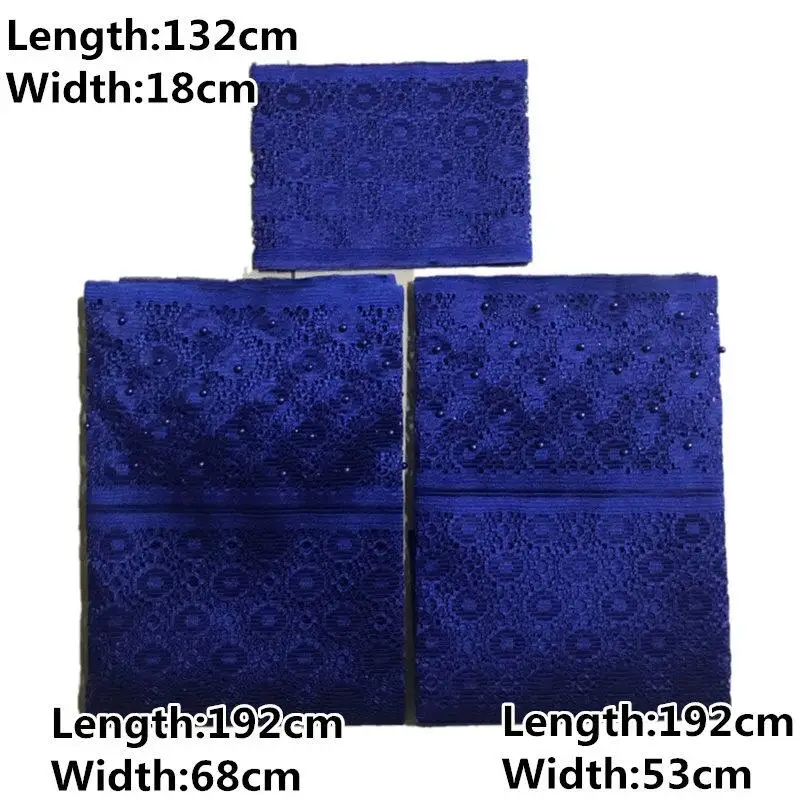 Фото Royal blue african headtie gele with beads high quality nigerian aso oke wholesale 3piece/lot | Дом и сад