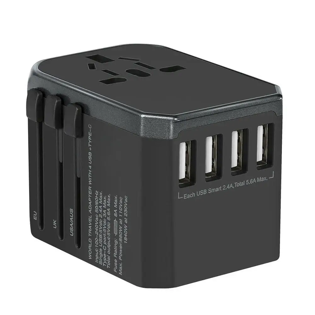 Universal 4 Ports Travel Power Adapter All-in-One Wall Charger AC Adaptor With 5.6A Smart Power USB For US EU UK AU J3
Universal 4 Ports Travel Power Adapter All-in-One Wall Charger AC Adaptor With 5.6A Smart Power USB For US EU UK AU J3