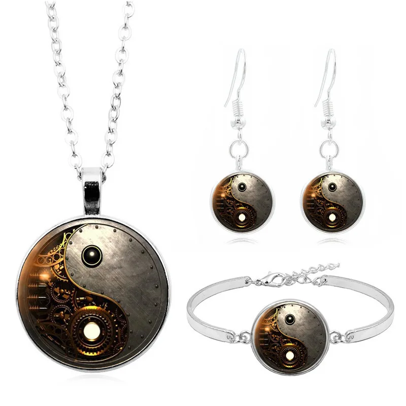2019 fashion yin and yang tai chi time glass necklace set silver bracelet earrings jewelry ladies suit
2019 fashion yin and yang tai chi time glass necklace set silver bracelet earrings jewelry ladies suit