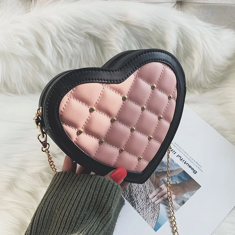 Lovely Heart-shaped Style Diamond Lattice Chains Shoulder Bags Women Pu Leather Messenger Small Flap Bag Ladies Crossbody Bags
Lovely Heart-shaped Style Diamond Lattice Chains Shoulder Bags Women Pu Leather Messenger Small Flap Bag Ladies Crossbody Bags