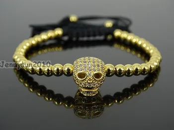 Ghost Skull Clear Zircon Rhinestones Adjustable Macrame Yoga Handmade Bracelet Golld Plated Unisex 5Strands / Pack
Ghost Skull Clear Zircon Rhinestones Adjustable Macrame Yoga Handmade Bracelet Golld Plated Unisex 5Strands / Pack