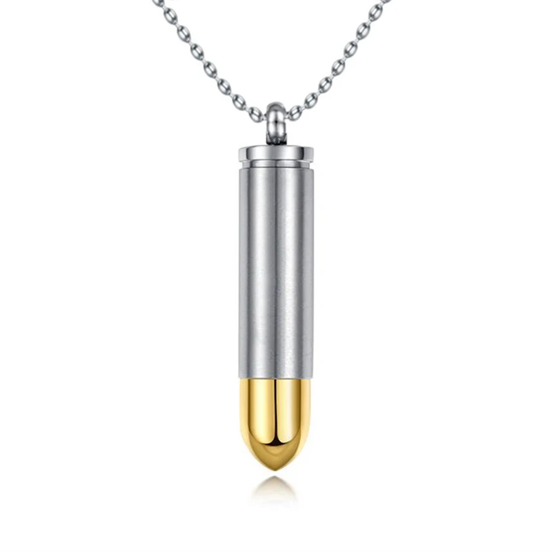 Men Bullet Necklace Pendant Stainless Steel Male Cross Necklaces Chain Jewelry Punk Rock Necklaces Openable Perfume Bottle
Men Bullet Necklace Pendant Stainless Steel Male Cross Necklaces Chain Jewelry Punk Rock Necklaces Openable Perfume Bottle