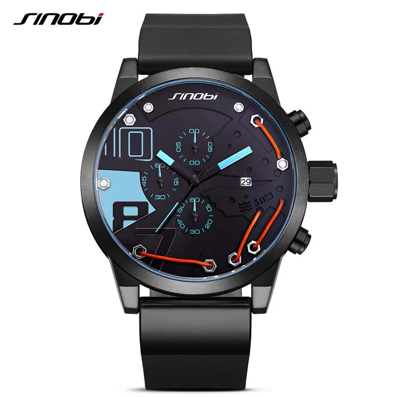 SINOBI Male Sport Quartz Watch Chronograph Silicone Wristwatch Waterproof Top Brand Luxury Men's Watches Fashion Stopwatch reloj
SINOBI Male Sport Quartz Watch Chronograph Silicone Wristwatch Waterproof Top Brand Luxury Men's Watches Fashion Stopwatch reloj
