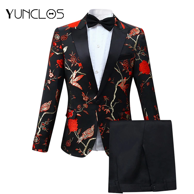 YUNCLOS Newest Embroidery Suits Men's Slim Fit Suits Fashion Wedding Party Suits 2 Pieces Prom Suits with Pant For Men
YUNCLOS Newest Embroidery Suits Men's Slim Fit Suits Fashion Wedding Party Suits 2 Pieces Prom Suits with Pant For Men