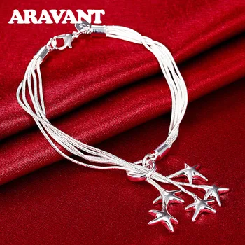 925 Silver Five Starfish Multi Layer Chains High Quality Women Silver Charm Bracelets
925 Silver Five Starfish Multi Layer Chains High Quality Women Silver Charm Bracelets