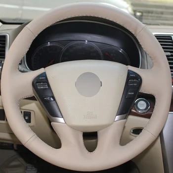 Beige Genuine Leather Hand-stitched Car Steering Wheel Cover for Nissan Teana 2008-2012 Murano 2009-2014 
Beige Genuine Leather Hand-stitched Car Steering Wheel Cover for Nissan Teana 2008-2012 Murano 2009-2014