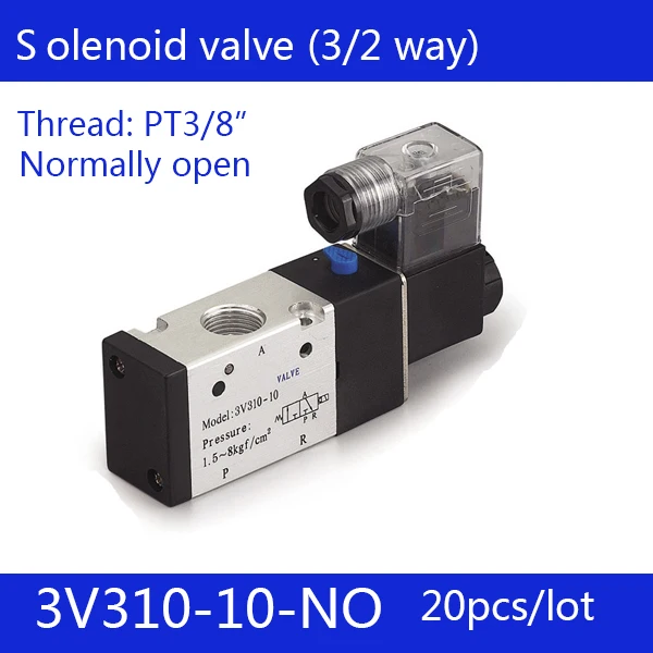 20PCS Free shipping Pneumatic valve solenoid valve 3V310-10-NO Normally open DC12V 24V AC220V,3/8" , 3 port 2 position 3/2 way
20PCS Free shipping Pneumatic valve solenoid valve 3V310-10-NO Normally open DC12V 24V AC220V,3/8" , 3 port 2 position 3/2 way