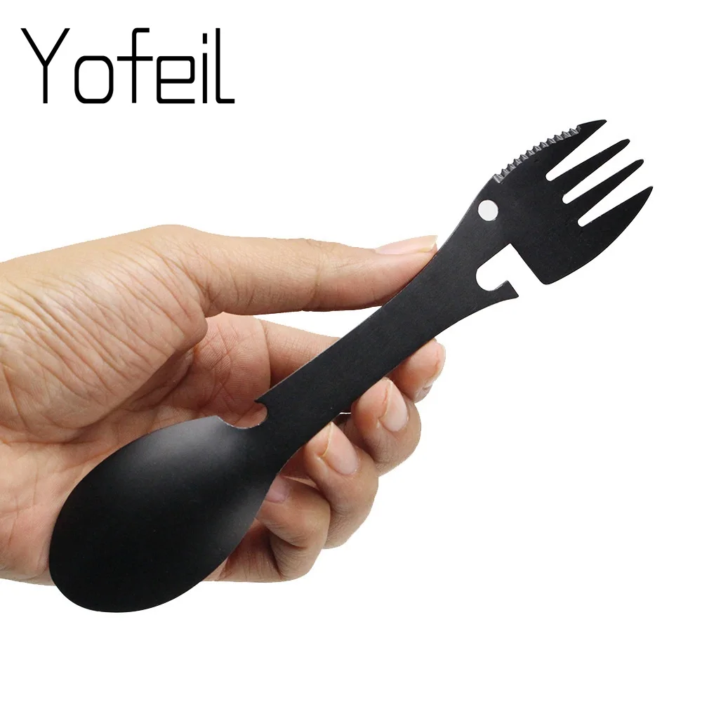 Outdoor Stainless Steel Multi Function Spoon Fork Camping Tableware Picnic Dishware Cutting Knife Bottle Can Opener EDC tools
Outdoor Stainless Steel Multi Function Spoon Fork Camping Tableware Picnic Dishware Cutting Knife Bottle Can Opener EDC tools