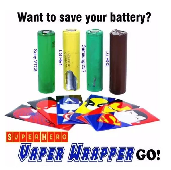 The 18650 battery wrapper LEIQUDUDU super hero battery skin sticker for e cigarette battery e cig Spider Man Captain American
The 18650 battery wrapper LEIQUDUDU super hero battery skin sticker for e cigarette battery e cig Spider Man Captain American