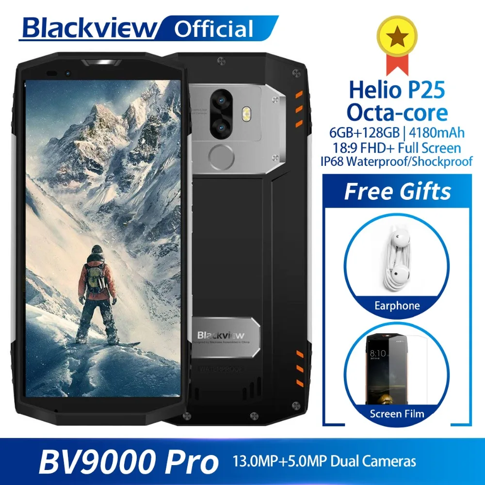 

Blackview BV9000 Pro IP68 Waterproof Smartphone Helio P25 Octa Core 6GB + 128GB 5.7" FHD Dual SIM Mobile Phone 4180mAh Battery
