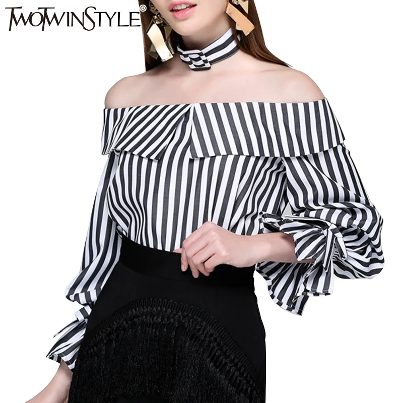 TWOTWINSTYLE 2017 Striped Women's Blouses Shirts Female Summer Sexy Off Shoulder Slash Neck Tops Feminine Blouse Ruffle Clothes
TWOTWINSTYLE 2017 Striped Women's Blouses Shirts Female Summer Sexy Off Shoulder Slash Neck Tops Feminine Blouse Ruffle Clothes