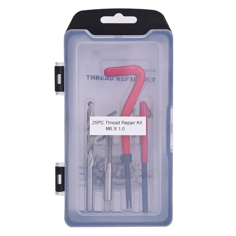25 Pcs M6X1.0 Auto Engine Block Restoring Damaged Thread Repair Tool Kit Set HX3101-B
25 Pcs M6X1.0 Auto Engine Block Restoring Damaged Thread Repair Tool Kit Set HX3101-B