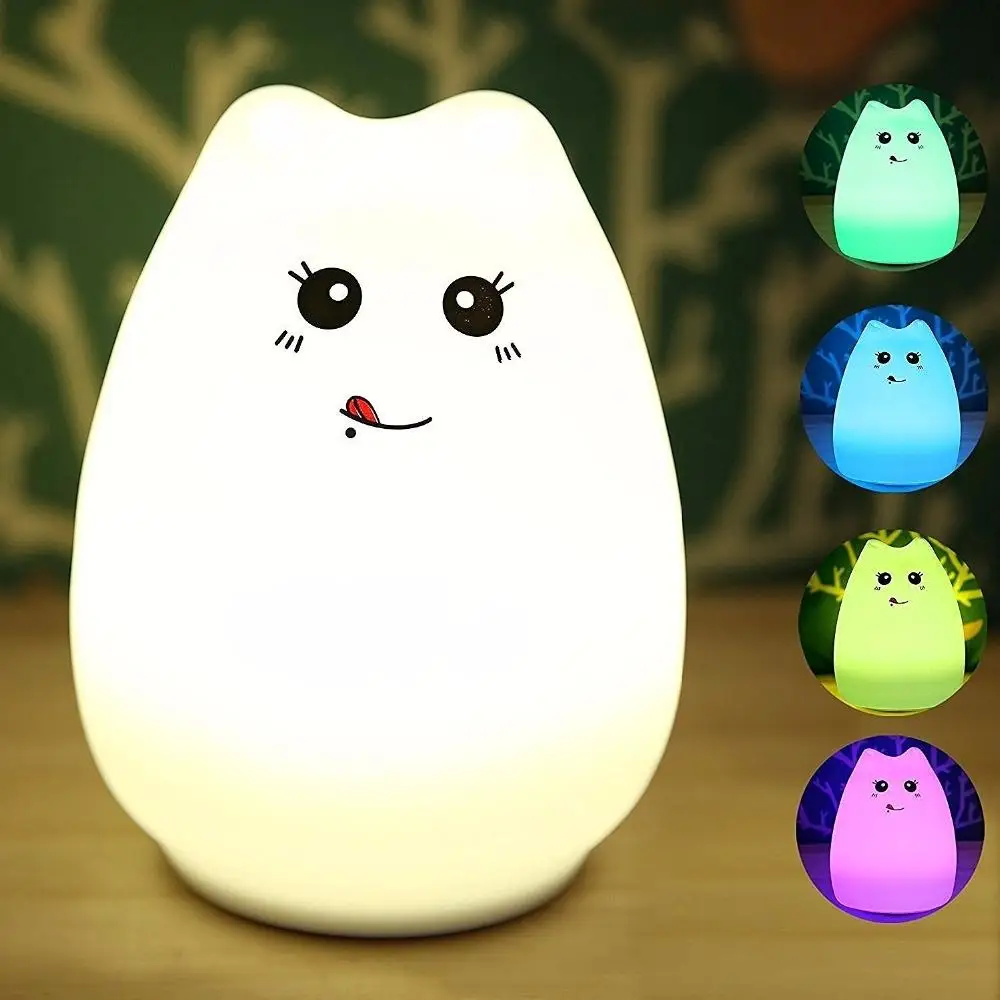 LED Lamp Super Night Cute Cartoon Cat Remote Control Touch Sensor Colorful Silicone Rechargeable Kids Baby Bedside night light
LED Lamp Super Night Cute Cartoon Cat Remote Control Touch Sensor Colorful Silicone Rechargeable Kids Baby Bedside night light