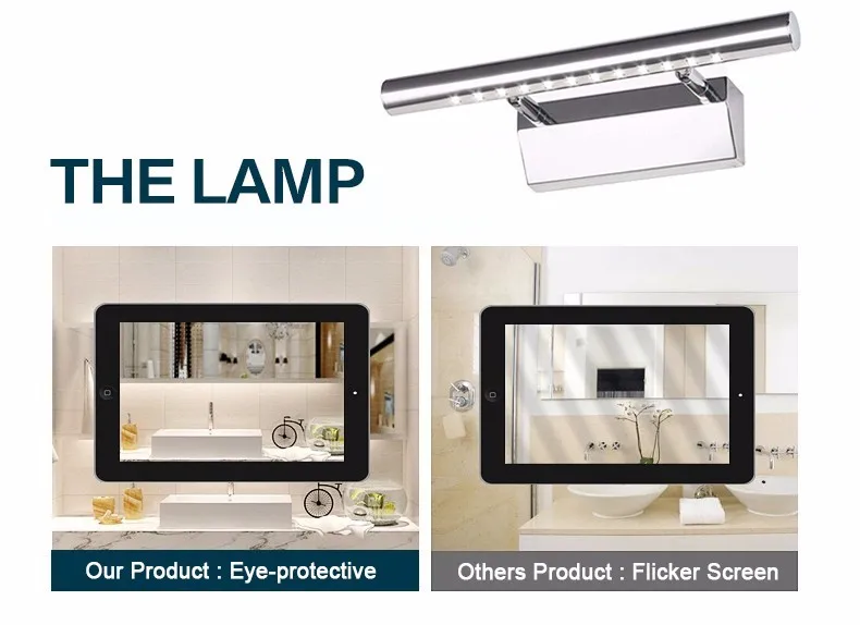 Modern 21pcs SMD 5050 5w LED Front Mirror Light 40cm Bathroom Lamp Stainless Steel Painting Wall Lights For Dresser Hotel