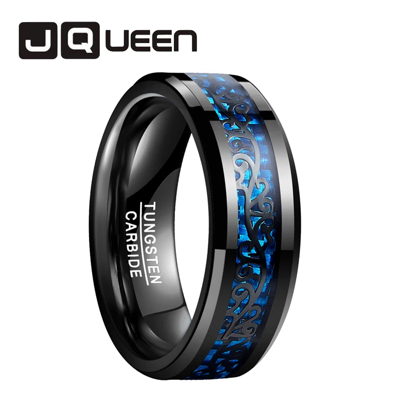 JQUEEN Classic Wedding Tungsten Steel Ring For Men Unique Cool Black Vine Pattern Blue Carbon Fiber Female Ring Factory Price
JQUEEN Classic Wedding Tungsten Steel Ring For Men Unique Cool Black Vine Pattern Blue Carbon Fiber Female Ring Factory Price