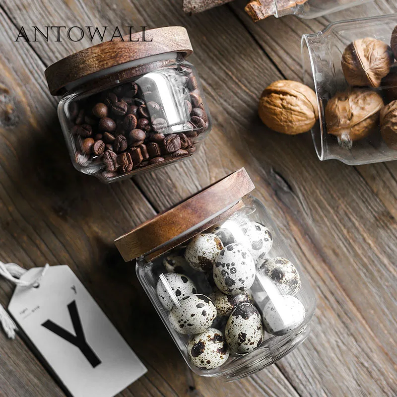 ANTOWALL Retro glass coffee tea sealed cans Acacia wood cover storage storage miscellaneous grains pasta storage tank
ANTOWALL Retro glass coffee tea sealed cans Acacia wood cover storage storage miscellaneous grains pasta storage tank