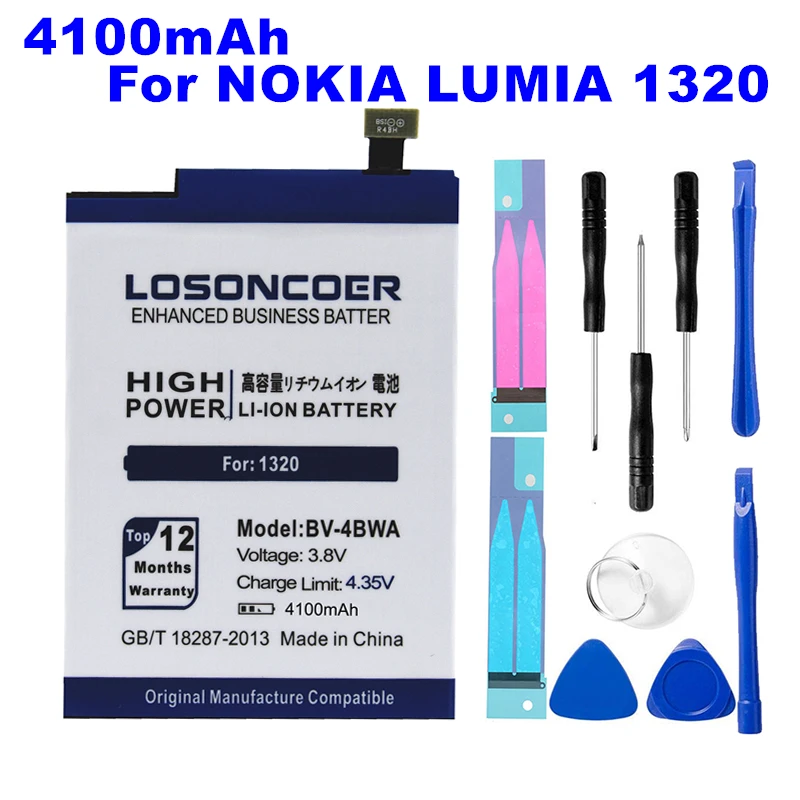 

LOSONCOER 4100mAh BV-4BWA / BV 4BWA / BV4BWA 3.8VDC Replacement Li-Polymer Battery For Nokia Lumia 1320 Battery