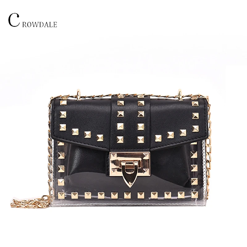 CROWDALE Designer Women clear bag New Fashion Messenger Bags Chains Shoulder Bag Female Rivets Transparent Square PU Handbag
CROWDALE Designer Women clear bag New Fashion Messenger Bags Chains Shoulder Bag Female Rivets Transparent Square PU Handbag