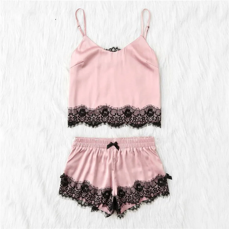Europear Sexy 2018 New Summer For Womens Clothes Sets Ladies Pink Spaghetti Strap Lace Applique Satin Sleeveless Cami Sleep Wear
Europear Sexy 2018 New Summer For Womens Clothes Sets Ladies Pink Spaghetti Strap Lace Applique Satin Sleeveless Cami Sleep Wear