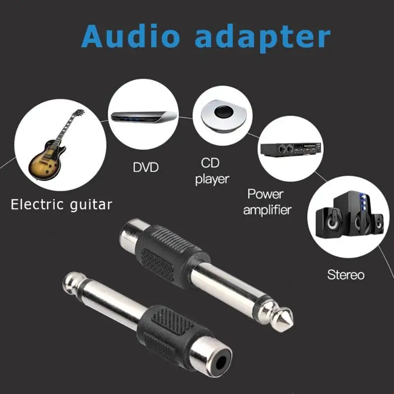 

2pcs 6.5mm to RCA Male to Female Jack Plug Audio Video Converters Adapters Instrument Audio Accessoires