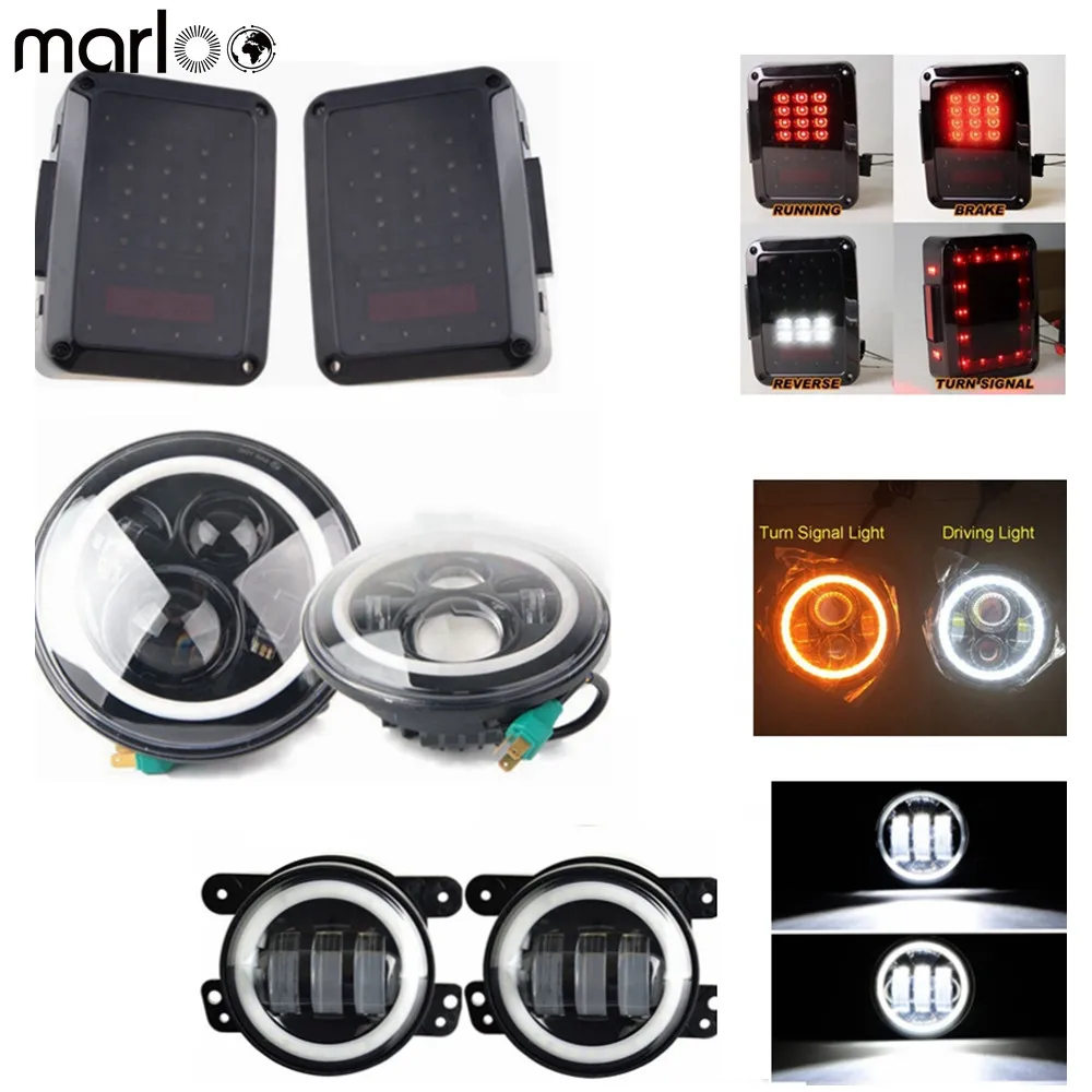 DOT 80W 7 Led Headlight DRL Amber Turn Signal Halo + 4 Inch White Halo Fog Lights With 12V Car Tail Lights For Jeep Wrangler Jk
DOT 80W 7 Led Headlight DRL Amber Turn Signal Halo + 4 Inch White Halo Fog Lights With 12V Car Tail Lights For Jeep Wrangler Jk