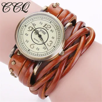 CCQ Brand Fashion Vintage Retro Rivet Braided Genuine Leather Bracelet Watch Casual Women Quartz Watch Relogio Feminino 1513
CCQ Brand Fashion Vintage Retro Rivet Braided Genuine Leather Bracelet Watch Casual Women Quartz Watch Relogio Feminino 1513