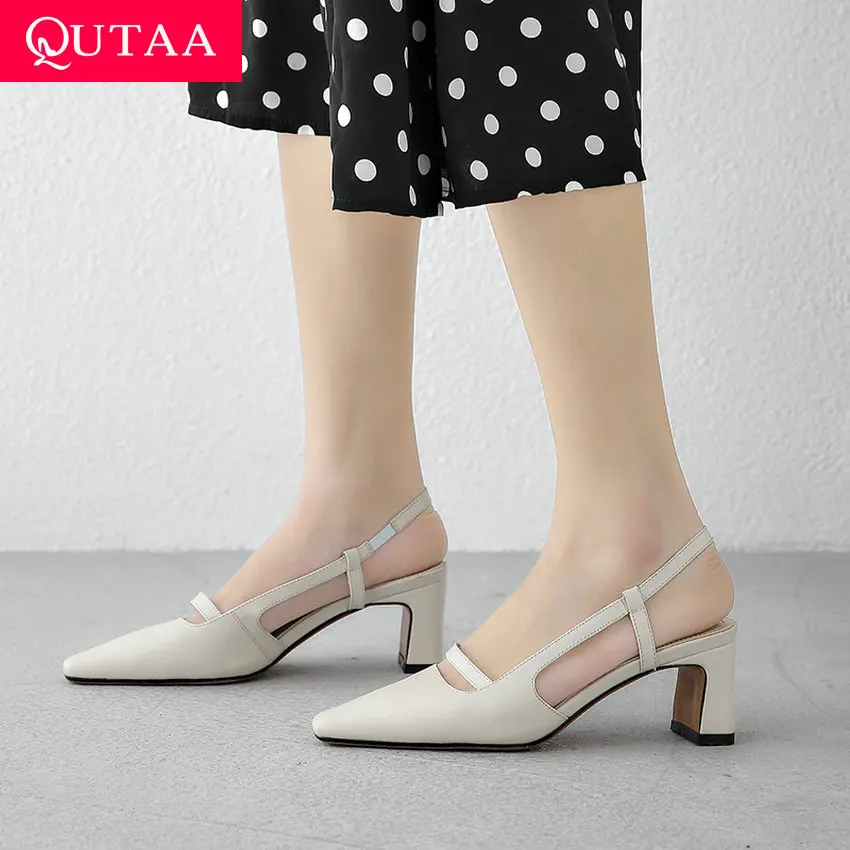 QUTAA 2019 Women Sandals Cow Leather Square High Heel Hollow Square Toe Slingback Cut Outs Classic Ladies Pumps Summer Size34-41
QUTAA 2019 Women Sandals Cow Leather Square High Heel Hollow Square Toe Slingback Cut Outs Classic Ladies Pumps Summer Size34-41