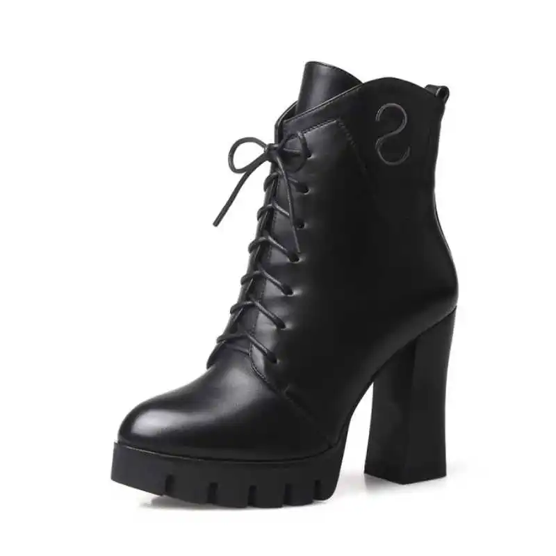 Lapolaka Autumn Winter Women Ankle Boots High Quality Durable Rubber Chunky High Heels Platform Shoes Women Metal Charm Boots 
Lapolaka Autumn Winter Women Ankle Boots High Quality Durable Rubber Chunky High Heels Platform Shoes Women Metal Charm Boots