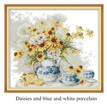 Daisies and blue and white porcelain Flower 11CT Printed canvas Chinses Countes Cross Stitch Pattern Kits Home Decor
Daisies and blue and white porcelain Flower 11CT Printed canvas Chinses Countes Cross Stitch Pattern Kits Home Decor