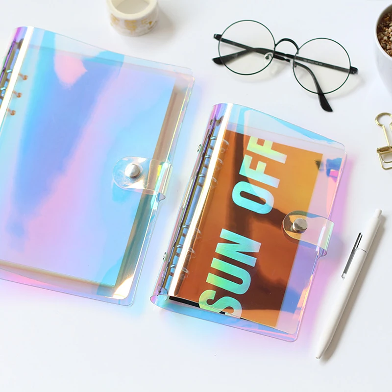 1PC A5 A6 PVC Rainbow Laser Binder Transparent Notebook Diary Cover Glitter Loose Leaf Note Book Planner Clip Office Supplies
1PC A5 A6 PVC Rainbow Laser Binder Transparent Notebook Diary Cover Glitter Loose Leaf Note Book Planner Clip Office Supplies